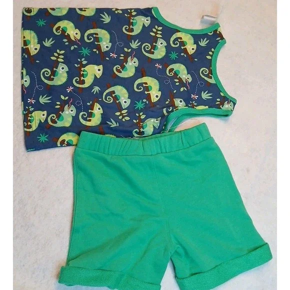 New Chameleon Print‎ Baby Toddler Tank Top & Shorts Outfit Set - Picture 7 of 7